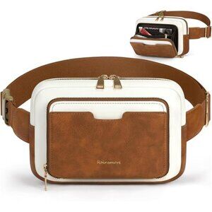 Fanny Packs Waist Pack with Adjustable Strap White Brown